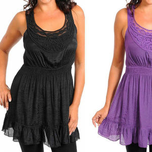 BLACK SMOCK WAIST RACER BACK BLOUSE JUINOR PLUS